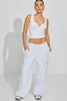 Camisole henley côtelée à col échancr
