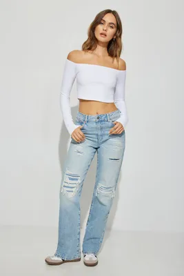 '90s Distressed Straight Jean