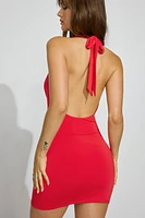 Deep Plunge Cowl Neck Mini Dress