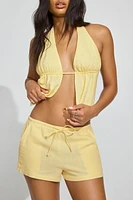 Linen Tie Back Halter Top