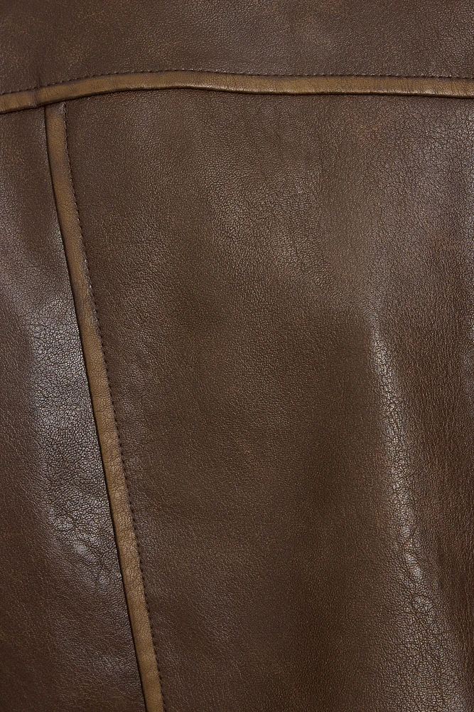 Faux Leather Worker Jacket