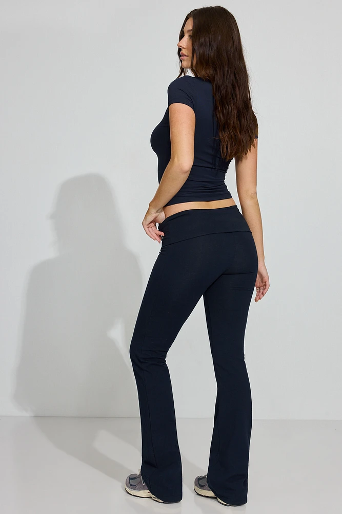 Pantalon évasé en tricot coton doux