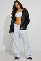 Oversized Faux Leather Bomber