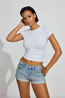 Low Rise Cuffed Denim Shorts