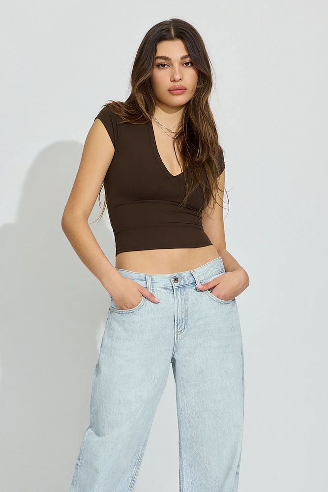 Sleek Deep V Neck T Shirt