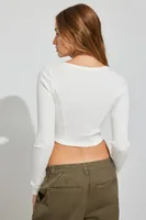 Notch Front Long Sleeve Top