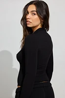 Funnel Neck Long Sleeve Top