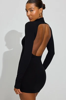 Long Sleeve Open Back Dress