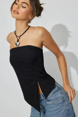 Shirred Asymmetric Tube Top