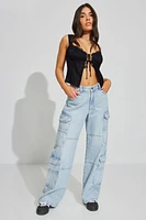 High Rise Wide Cargo Jean