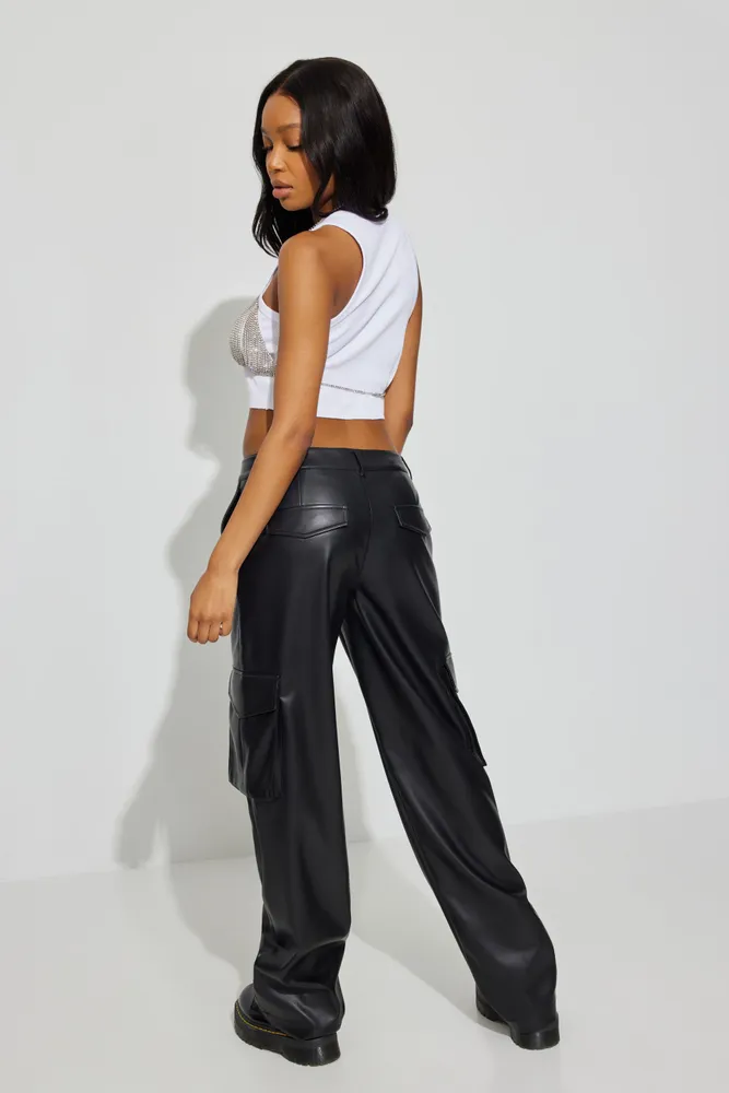 Faux Leather Cargo Pant