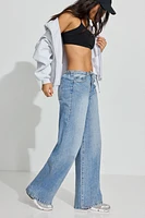 Belted Low Rise Wide Leg Jeans