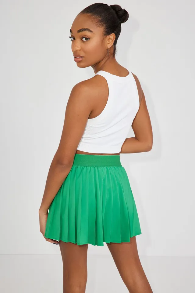 Garage Pleated Mini Skirt in Green