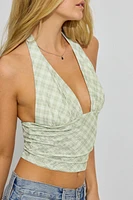 Deep Plunge Mesh Halter Top