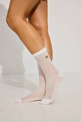 Bow Embroidered Socks