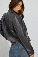 Faux Leather Worker Jacket