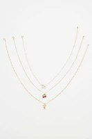 Set of 3 Cherry, Angel & Heart Necklace