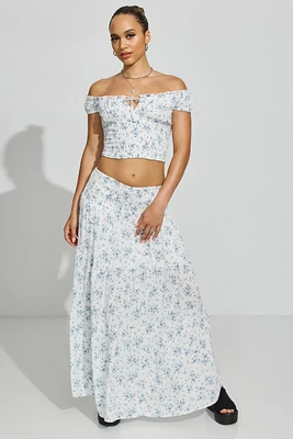 Eliana Smocked Peasant Midi Skirt