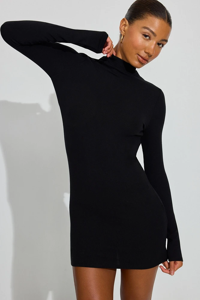 Long Sleeve Open Back Dress