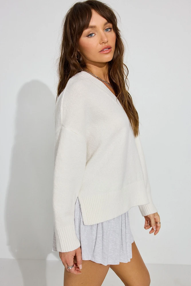 Cozy V Neck Relaxed Sweater