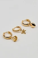 3 Pack It's A Catch Hoop Earrings