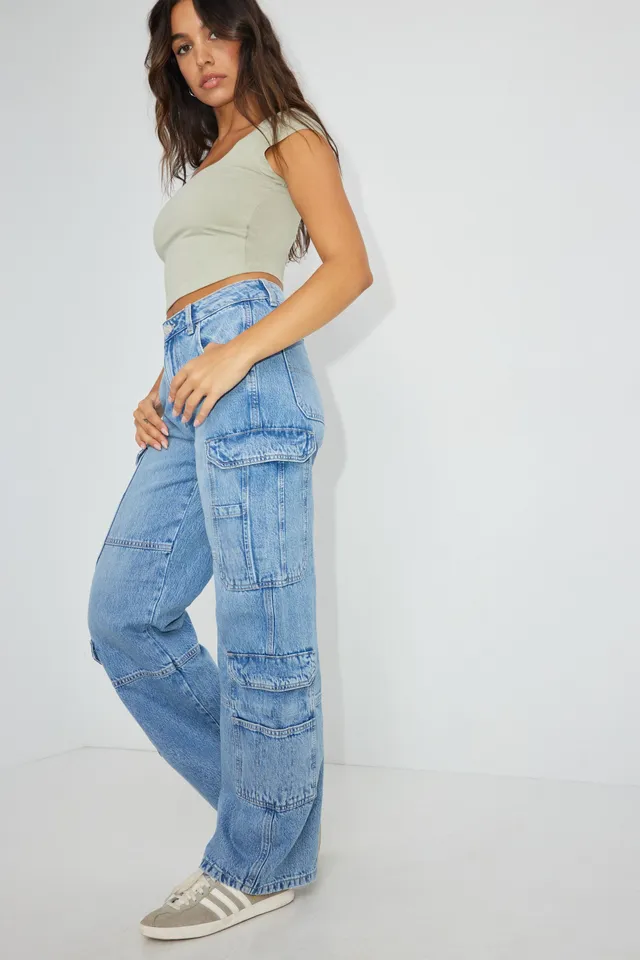 Yoga Jeans High Rise Wide Leg Cargo Denim