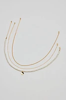 Ensemble de 3 colliers à perles et chaînes