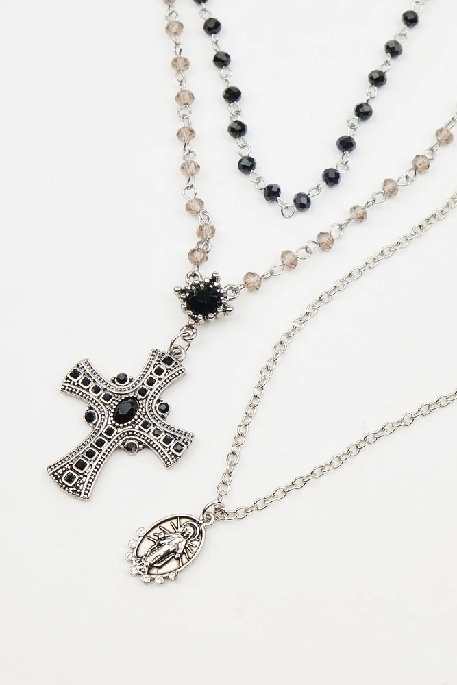 Set of 2 Mary & Rosary Necklaces