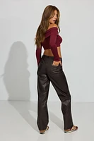 Pantalon droit en faux cuir