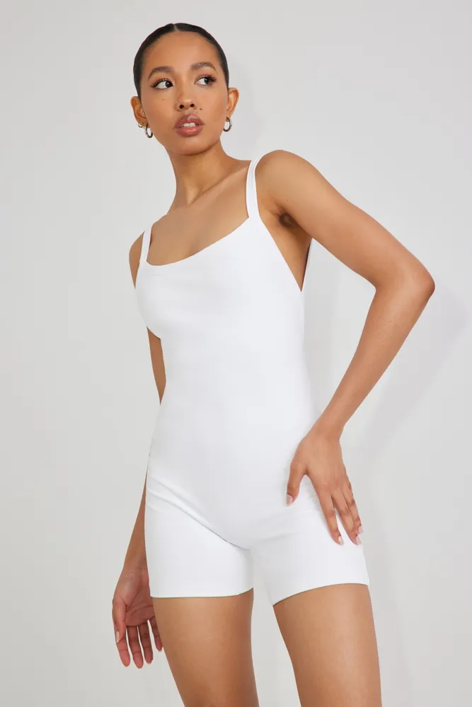 Romp Around Town Cut Out Athletic Romper - White
