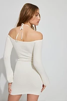Knit Off Shoulder Mini Dress