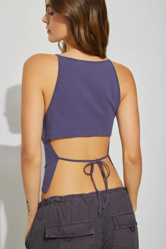 Boat Neck Open Back Top