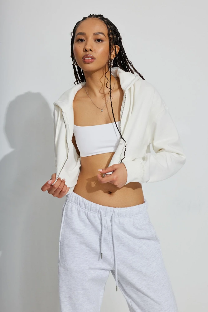 Cropped Zip Up Hoodie