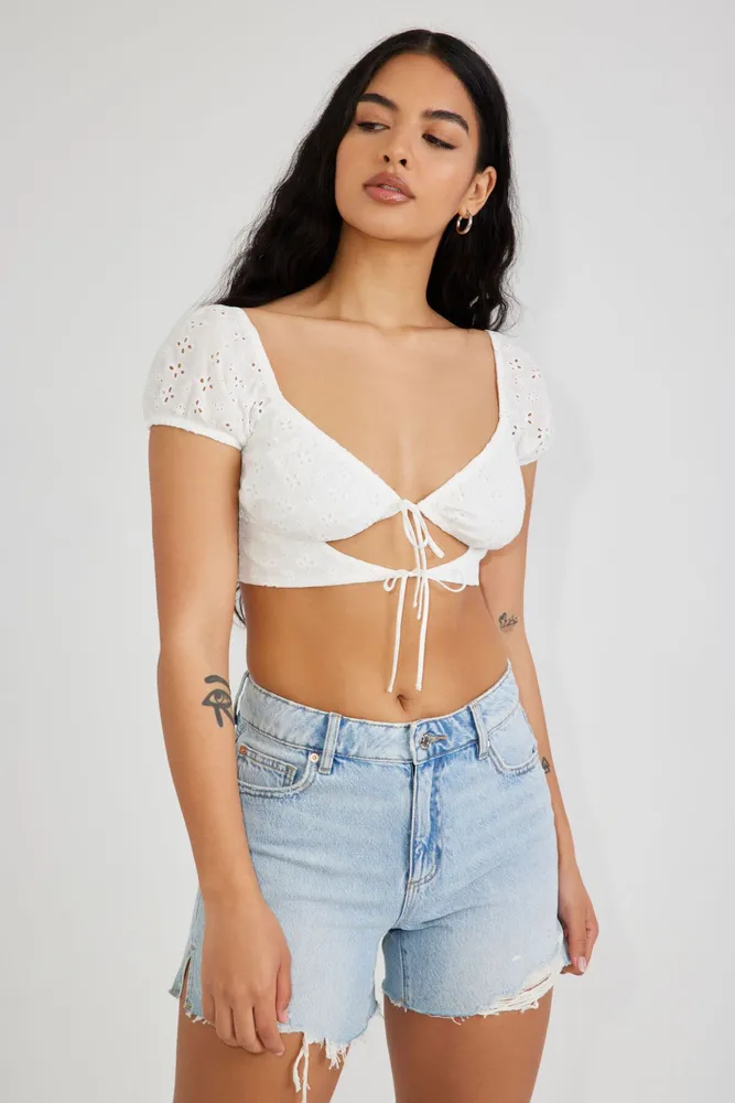 Garage Clara Eyelet Crop Top