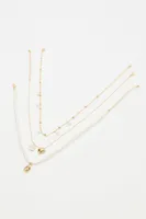 Set of 3 Pearl & Charm Necklace