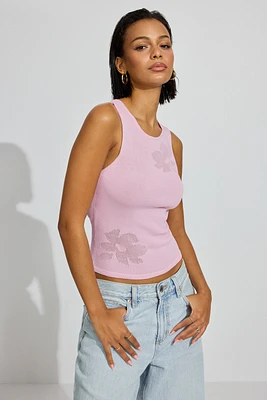 Sheer Flower Tank Top