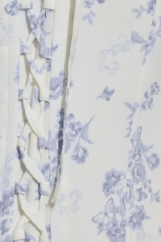 Corset lacé à bordure en dentelle