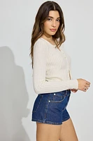 Denim Relaxed A-Line Shorts