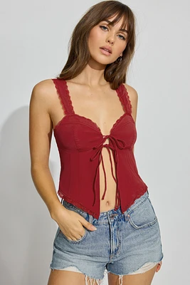 Camisole ouverte avec bordure en dentelle