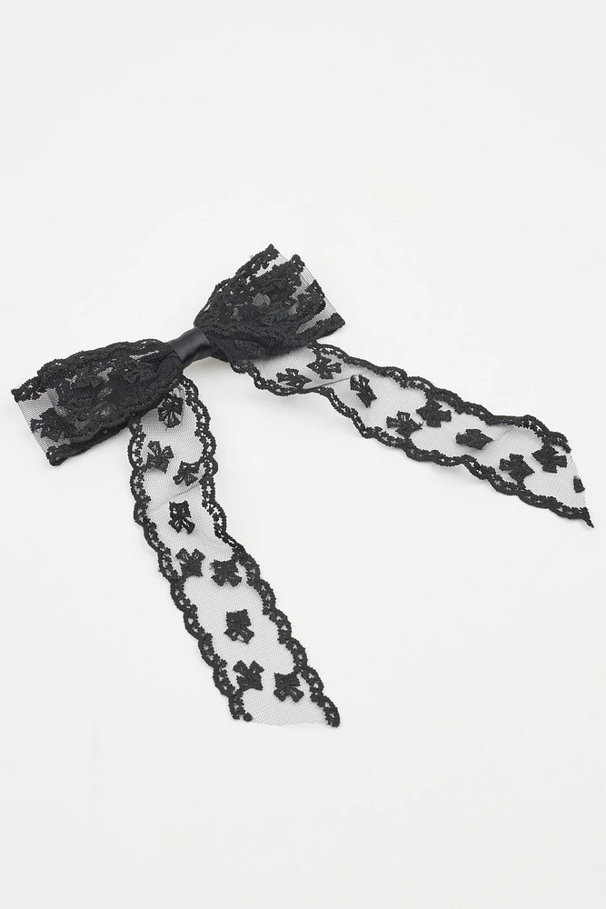 Allover Lace Bow Clip