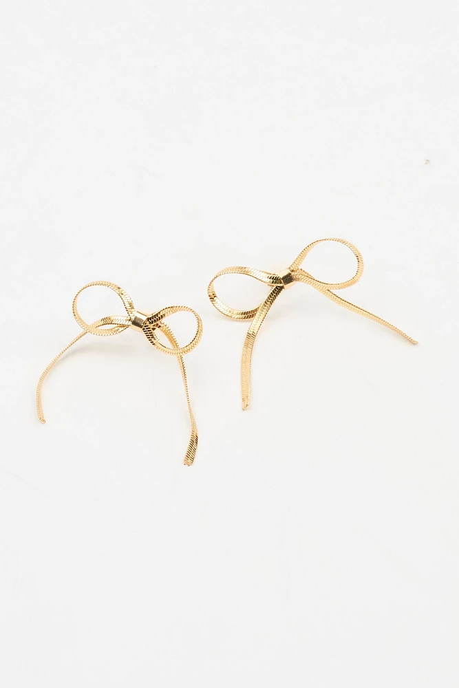 Snake Chain Bow Earrings