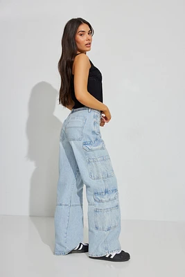 High Rise Wide Cargo Jean