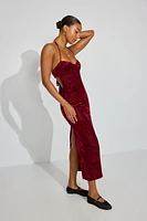 Robe maxi à effet usé et col en cœur