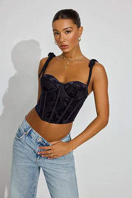 Tie Strap Burnout Bustier Top