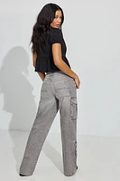 High Rise Wide Cargo Jeans