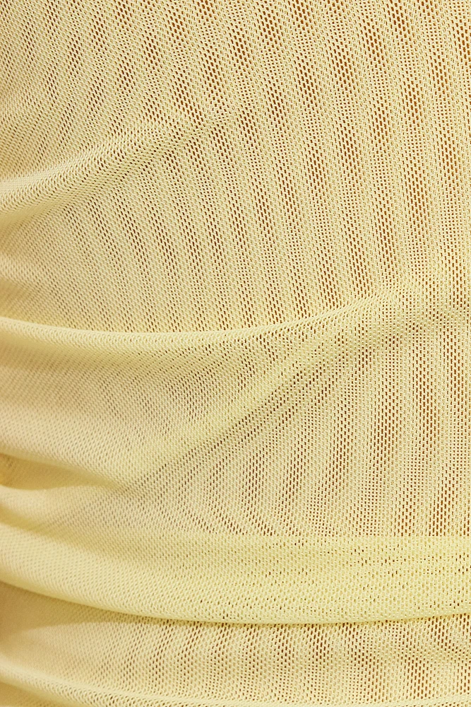 Plunge Ruched Mesh Top