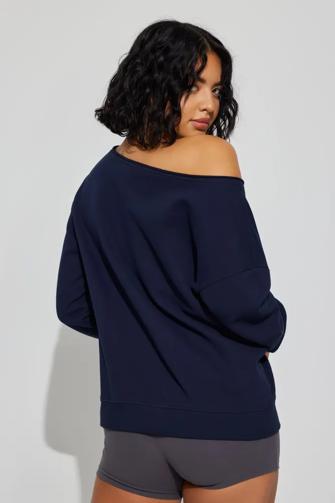 Soft Terry Off Shoulder Sweatshirt