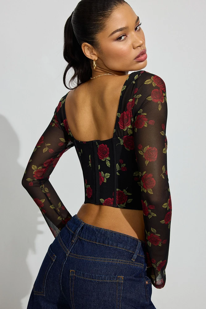 Aria Long Sleeve Bustier Top