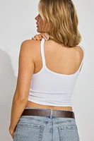 Camisole côtelée à col échancré et lisér