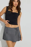 Pleated Wrap Mini Skort